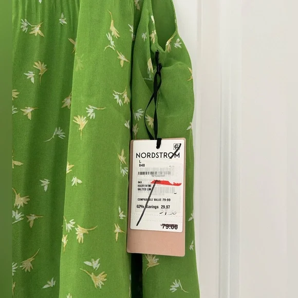 Halogen Collared Sleeveless Green Floral Top - Picture 4 of 6